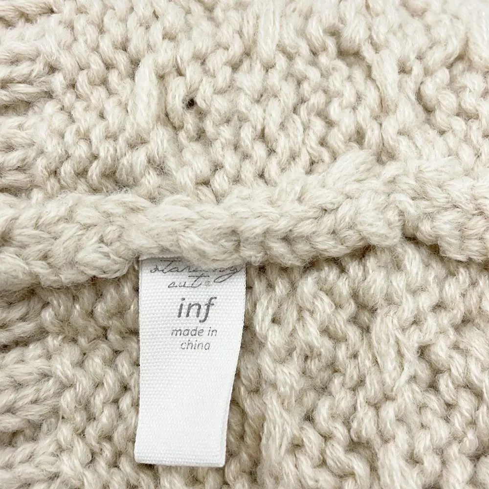Starting Out neutral tone knit beanie with flowers